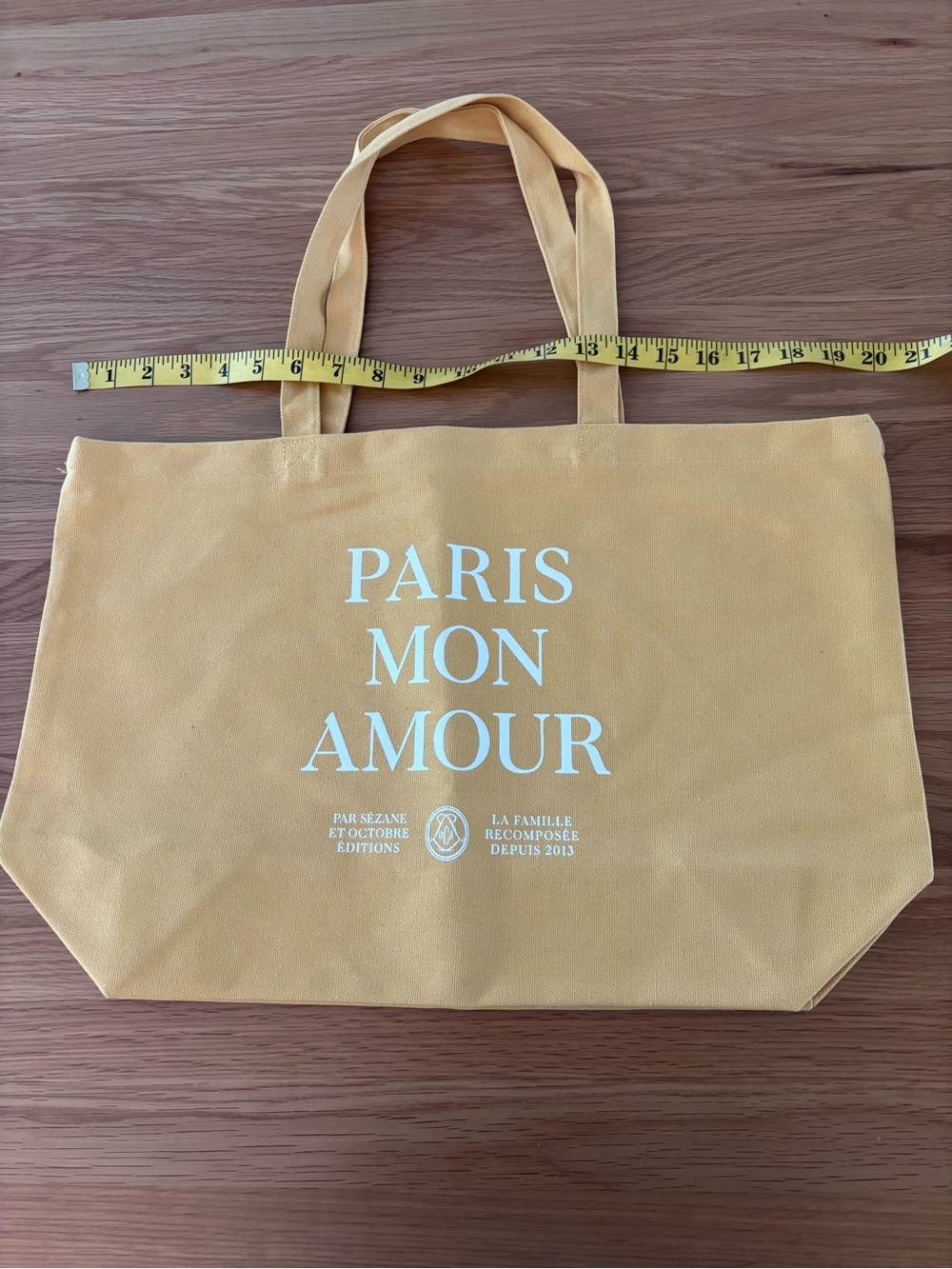 Sezane Yellow 'Paris Mon Amour' Canvas Tote Bag